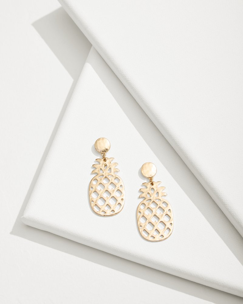Tropical Blooms Pineapple Mother of Pearl Statement Earrings Gold | Tommy Bahama Signature - Tropical Blooms Pineapple Mother of Pearl Statement Earrings