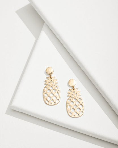 Tropical Blooms Pineapple Mother of Pearl Statement Earrings Gold | Tommy Bahama Signature - Tropical Blooms Pineapple Mother of Pearl Statement Earrings