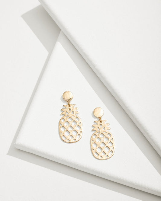 Tropical Blooms Pineapple Mother of Pearl Statement Earrings Gold | Tommy Bahama Signature - Tropical Blooms Pineapple Mother of Pearl Statement Earrings