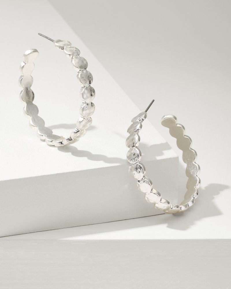Marco Island Textured Disc Hoop Earrings Silver | Tommy Bahama Quality - Marco Island Textured Disc Hoop Earrings