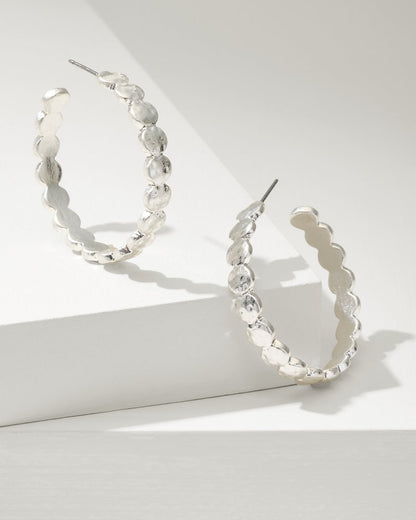 Marco Island Textured Disc Hoop Earrings Silver | Tommy Bahama Quality - Marco Island Textured Disc Hoop Earrings