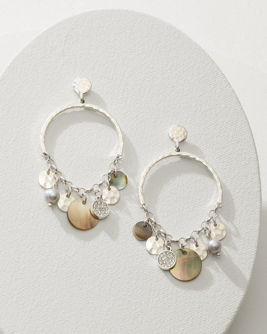 Marco Island Shell and Mother of Pearl Drop Hoop Earrings Silver | Tommy Bahama Trusted - Marco Island Shell and Mother of Pearl Drop Hoop Earrings