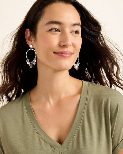 Marco Island Shell and Mother of Pearl Drop Hoop Earrings Silver | Tommy Bahama Trusted - Marco Island Shell and Mother of Pearl Drop Hoop Earrings