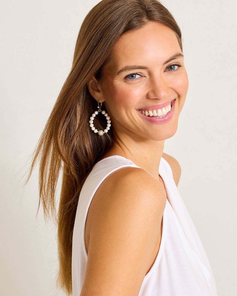 Madeira Pearl Statement Drop Hoop Earrings Gold | Tommy Bahama Exclusive - Madeira Pearl Statement Drop Hoop Earrings