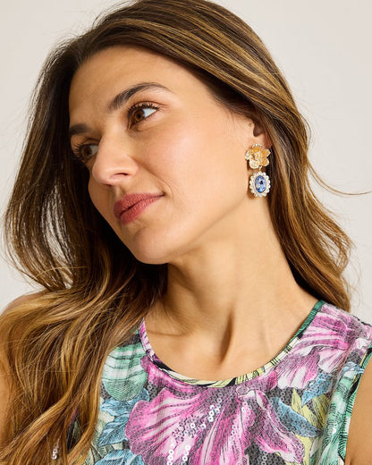 Tidal Treasure Floral Statement Drop Earrings Gold | Tommy Bahama Quality - Tidal Treasure Floral Statement Drop Earrings