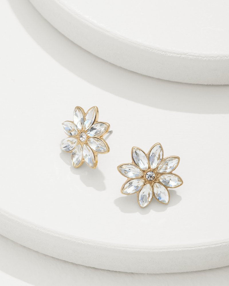 Tidal Treasure Floral Stud Earrings Gold | Tommy Bahama Quality - Tidal Treasure Floral Stud Earrings