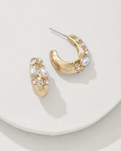 Tidal Treasure Mother of Pearl and Stone Chunky Hoops Gold | Tommy Bahama Discount - Tidal Treasure Mother of Pearl and Stone Chunky Hoops