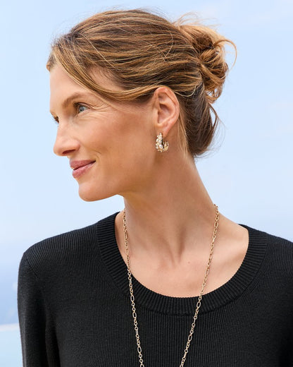 Tidal Treasure Mother of Pearl and Stone Chunky Hoops Gold | Tommy Bahama Discount - Tidal Treasure Mother of Pearl and Stone Chunky Hoops