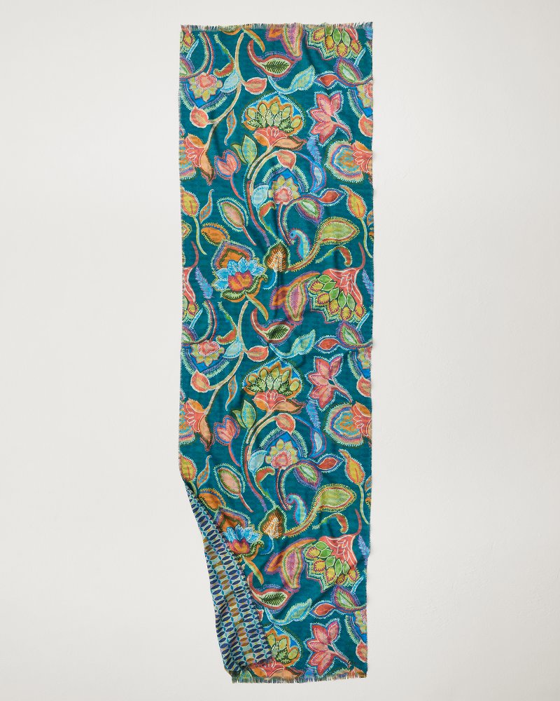 Hypnotic Garden Double Face Scarf Blue Spruce | Tommy Bahama Recommended - Hypnotic Garden Double Face Scarf