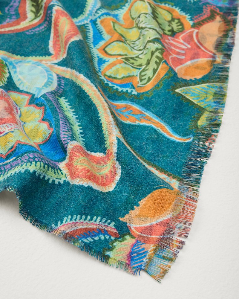 Hypnotic Garden Double Face Scarf Blue Spruce | Tommy Bahama Recommended - Hypnotic Garden Double Face Scarf