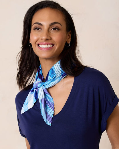 Mosaic Stripes Pleated Diamond Scarf Chambray | Tommy Bahama Smart Buy - Mosaic Stripes Pleated Diamond Scarf