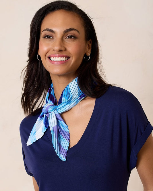 Mosaic Stripes Pleated Diamond Scarf Chambray | Tommy Bahama Smart Buy - Mosaic Stripes Pleated Diamond Scarf