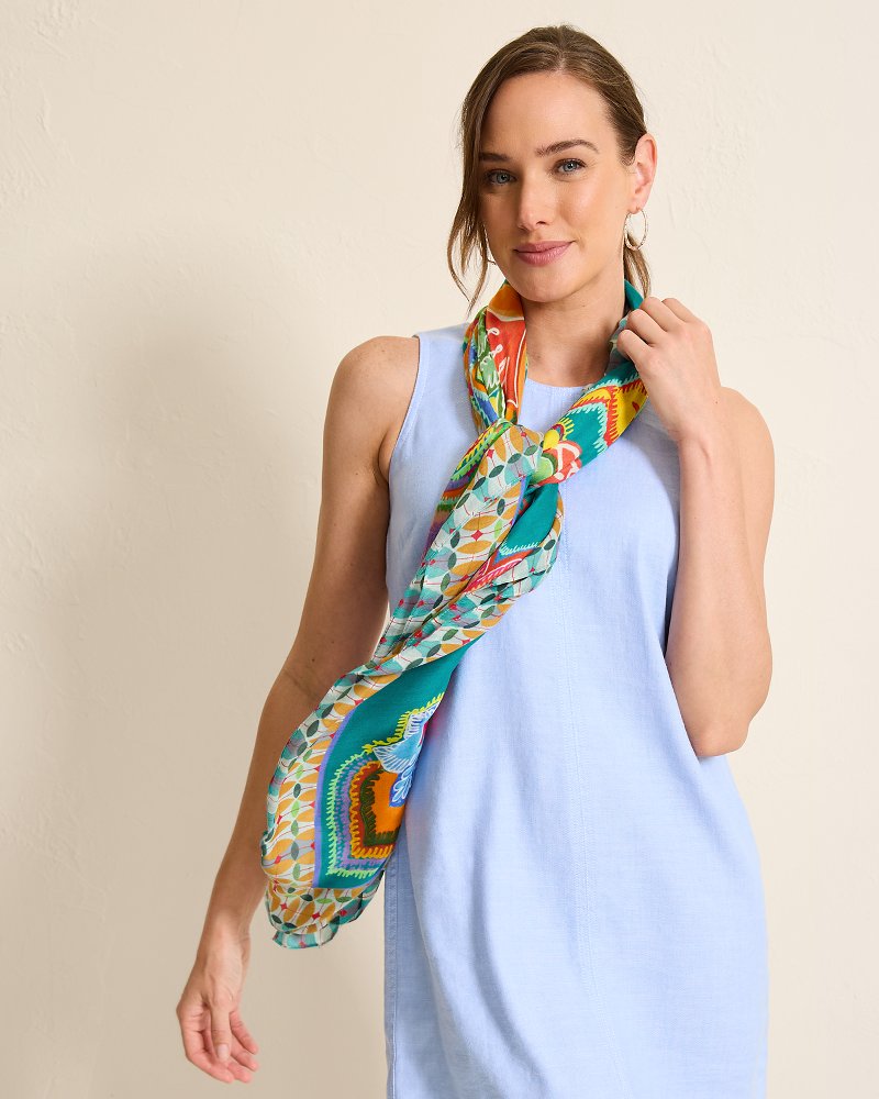 Hypnotic Garden Square Scarf Blue Spruce | Tommy Bahama Smart Buy - Hypnotic Garden Square Scarf