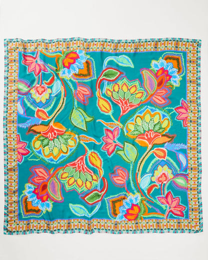 Hypnotic Garden Square Scarf Blue Spruce | Tommy Bahama Smart Buy - Hypnotic Garden Square Scarf