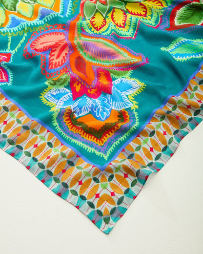 Hypnotic Garden Square Scarf Blue Spruce | Tommy Bahama Smart Buy - Hypnotic Garden Square Scarf