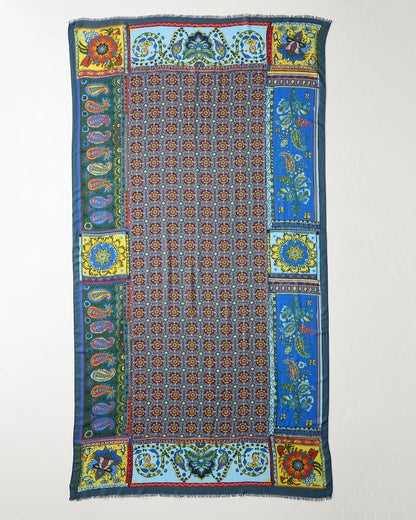 Tile Patch Wrap Scarf Blue Spruce | Tommy Bahama Discount - Tile Patch Wrap Scarf