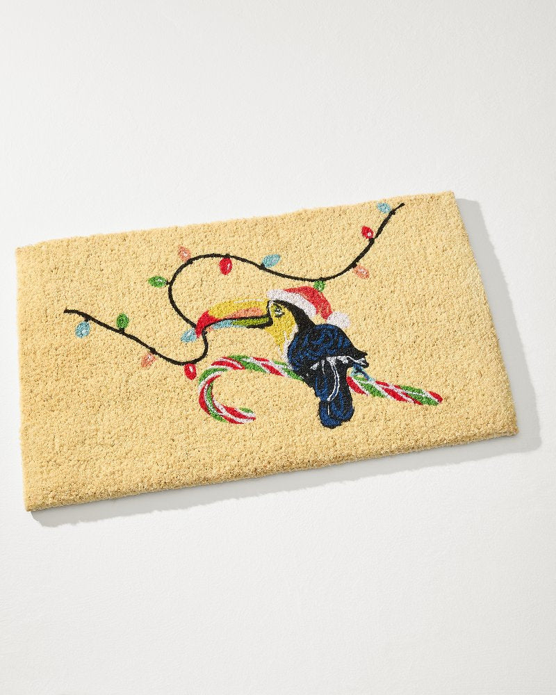 Santa's Toucan Coir Door Mat Multicolor | Tommy Bahama New - Santa's Toucan Coir Door Mat