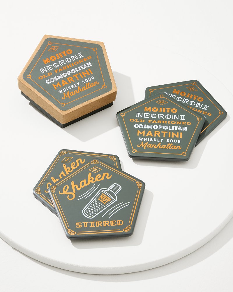 Cocktail Coasters—Set of 4 Multicolor | Tommy Bahama Quality - Cocktail Coasters—Set of 4