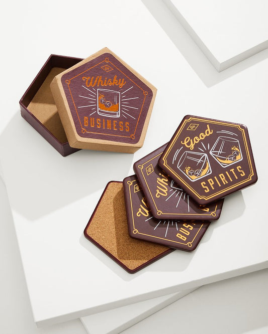 Whisky Business Coasters — Set of 4 Brown | Tommy Bahama Recommended - Whisky Business Coasters — Set of 4