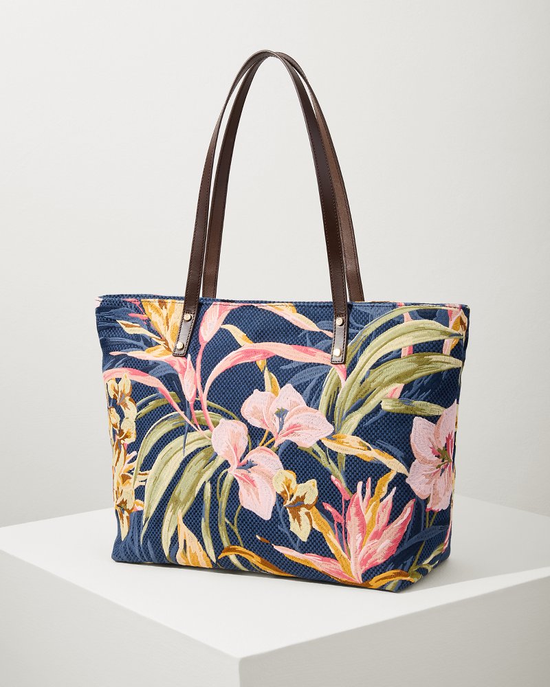 Embroidered Tote Multi Floral Navy | Tommy Bahama Deals - Embroidered Tote