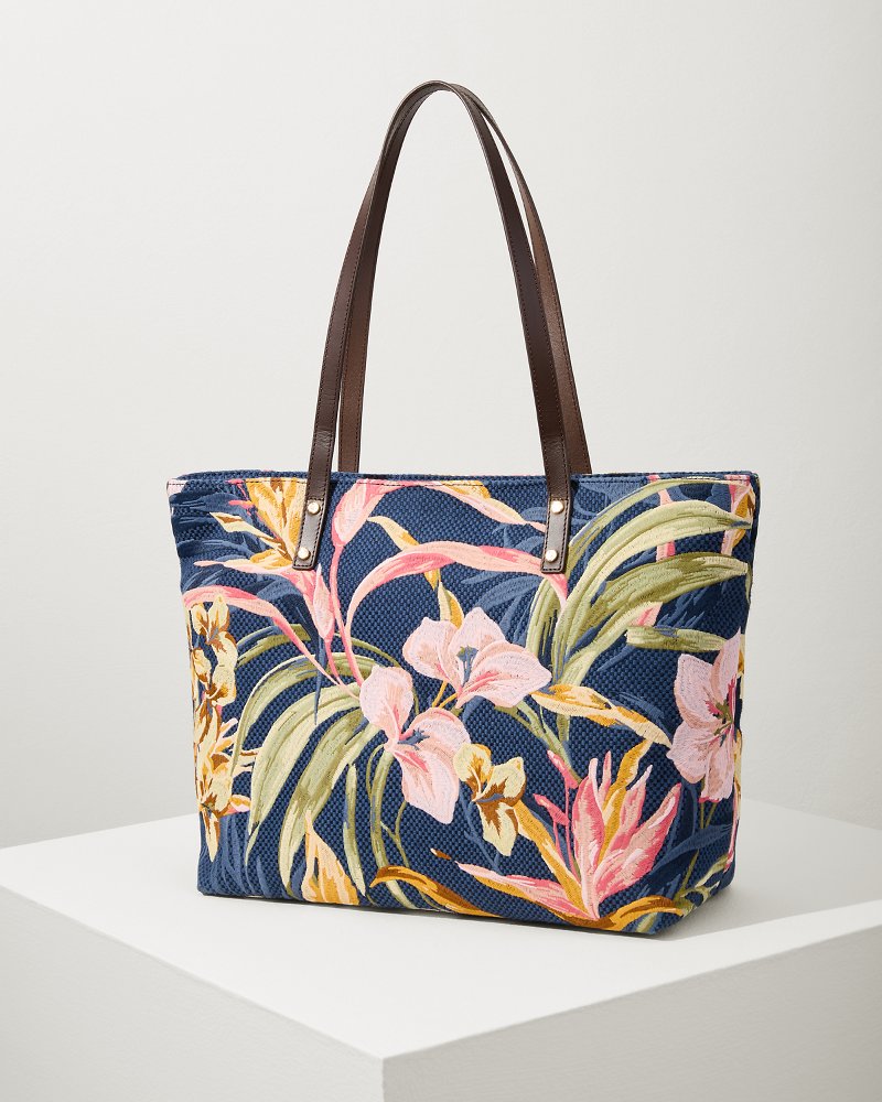 Embroidered Tote Multi Floral Navy | Tommy Bahama Deals - Embroidered Tote