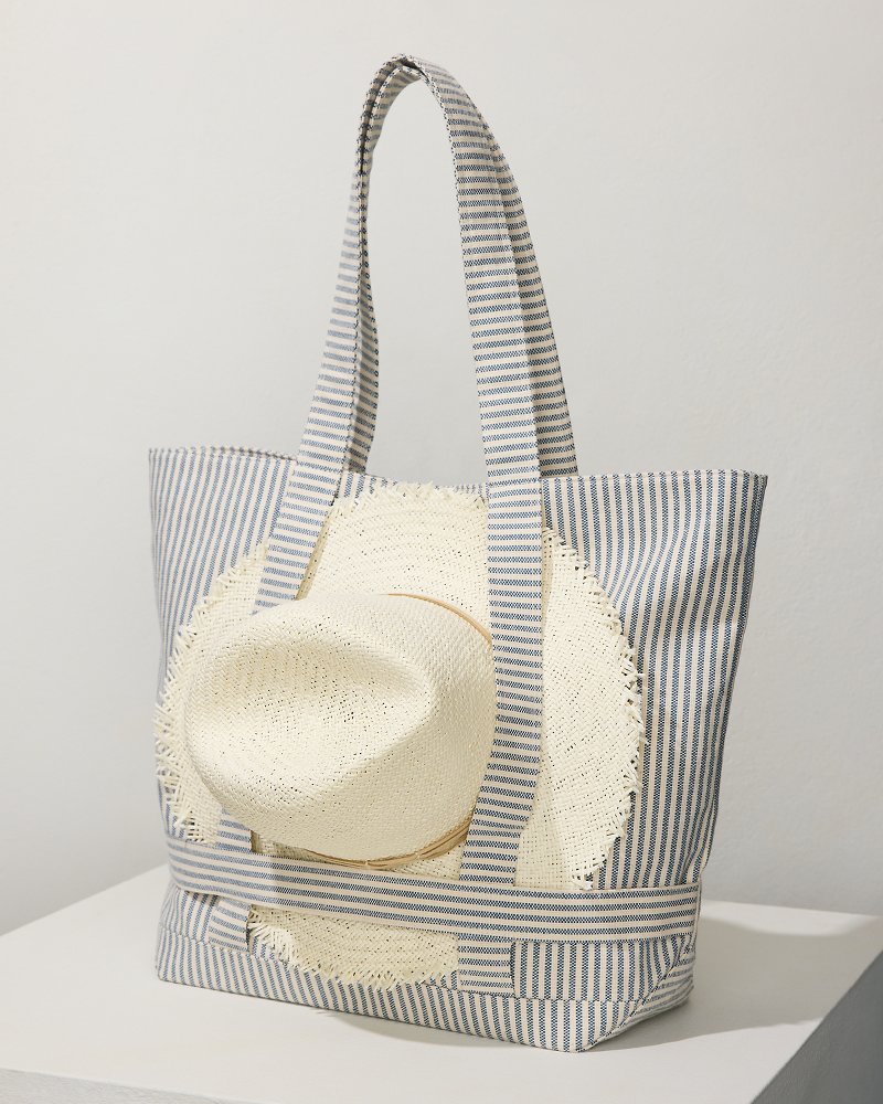Canvas Traveler Tote Navy Stripe | Tommy Bahama Essential - Canvas Traveler Tote