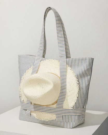 Canvas Traveler Tote Navy Stripe | Tommy Bahama Essential - Canvas Traveler Tote