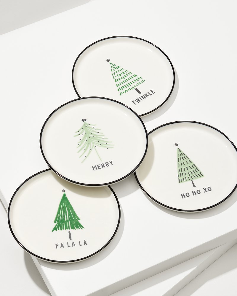 Holiday Tree Appetizer Plates—Set of 4 Green | Tommy Bahama Top Pick - Holiday Tree Appetizer Plates—Set of 4
