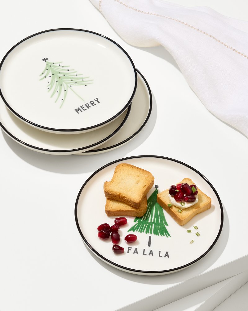 Holiday Tree Appetizer Plates—Set of 4 Green | Tommy Bahama Top Pick - Holiday Tree Appetizer Plates—Set of 4