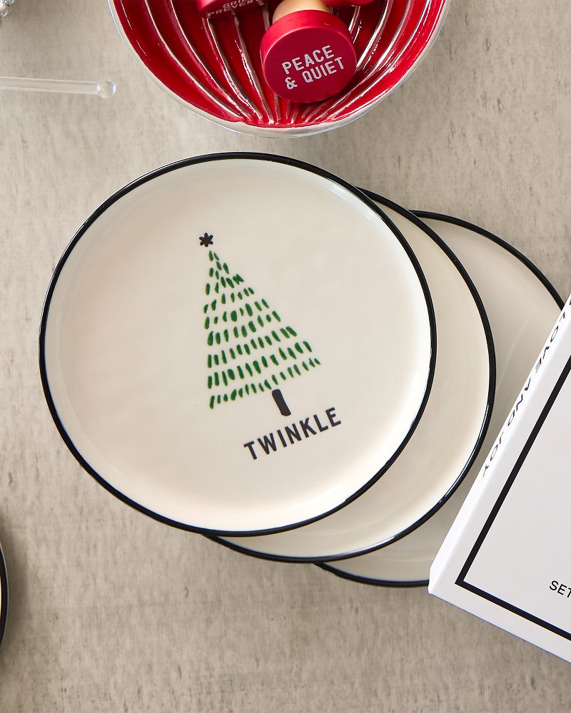 Holiday Tree Appetizer Plates—Set of 4 Green | Tommy Bahama Top Pick - Holiday Tree Appetizer Plates—Set of 4