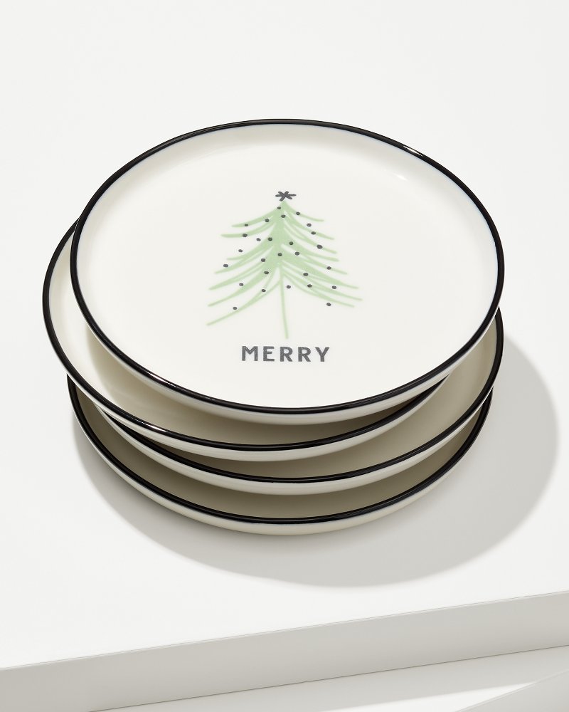Holiday Tree Appetizer Plates—Set of 4 Green | Tommy Bahama Top Pick - Holiday Tree Appetizer Plates—Set of 4