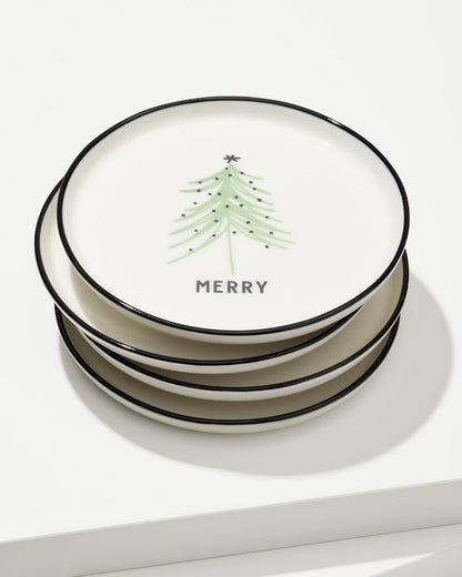 Holiday Tree Appetizer Plates—Set of 4 Green | Tommy Bahama Top Pick - Holiday Tree Appetizer Plates—Set of 4