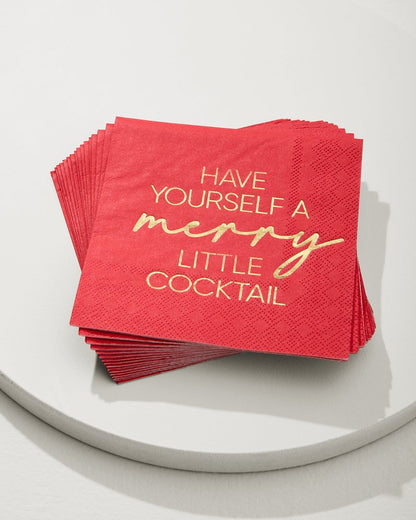 Have Yourself a Merry Little Cocktail Napkins Red | Tommy Bahama Smart Buy - Have Yourself a Merry Little Cocktail Napkins