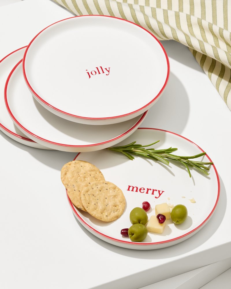 Holiday Appetizer Plates—Set of 4 Red | Tommy Bahama New - Holiday Appetizer Plates—Set of 4