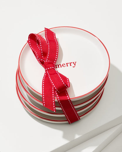 Holiday Appetizer Plates—Set of 4 Red | Tommy Bahama New - Holiday Appetizer Plates—Set of 4