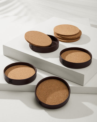 Leather Coasters—Set of 4 Brown | Tommy Bahama Signature - Leather Coasters—Set of 4