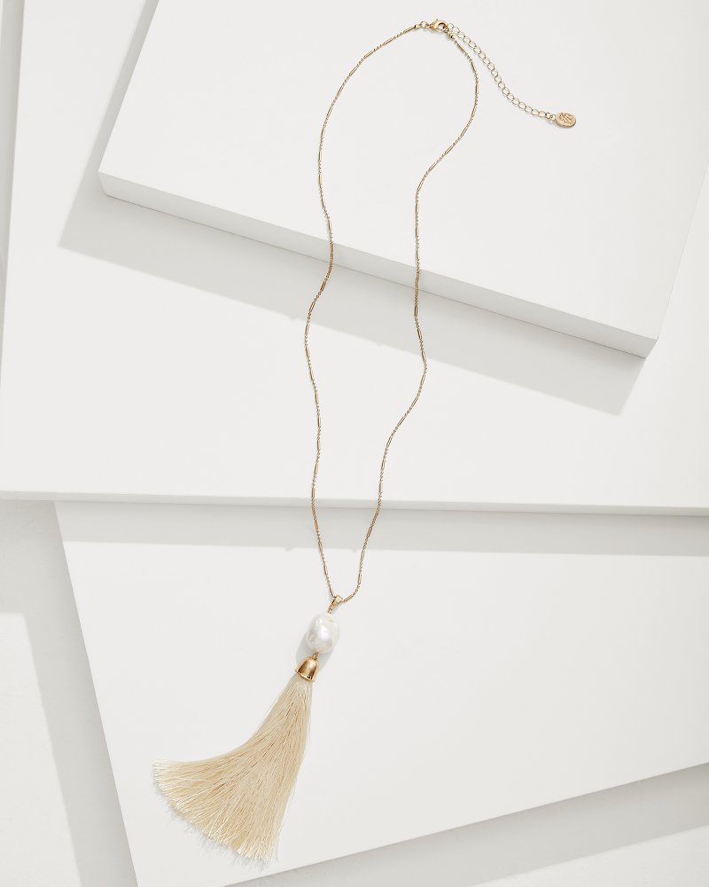 Seaside Pearl Pendant Tassel Necklace Gold | Tommy Bahama Trusted - Seaside Pearl Pendant Tassel Necklace
