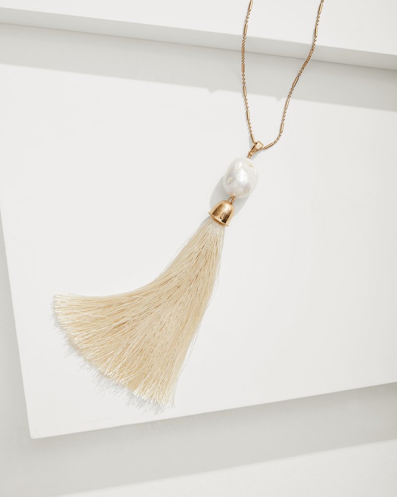 Seaside Pearl Pendant Tassel Necklace Gold | Tommy Bahama Trusted - Seaside Pearl Pendant Tassel Necklace