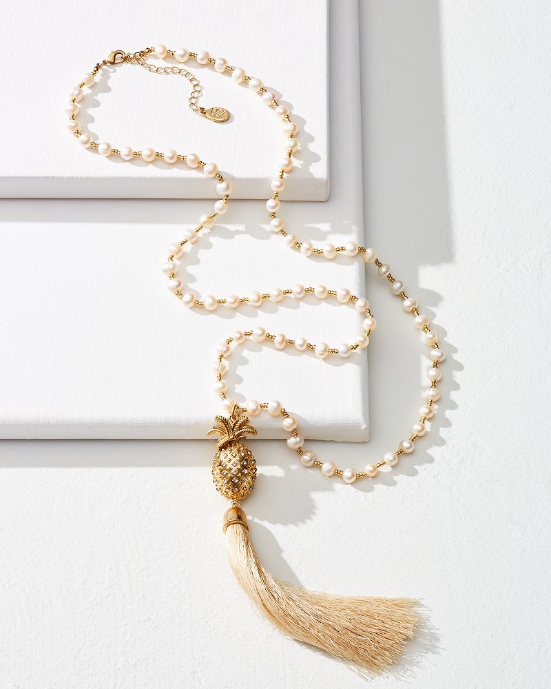 Tropical Blooms Pearl Tassel Necklace Pearl | Tommy Bahama Best Seller - Tropical Blooms Pearl Tassel Necklace