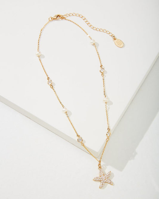 Island Essence Gold Starfish Pearl Necklace Gold | Tommy Bahama Exclusive - Island Essence Gold Starfish Pearl Necklace