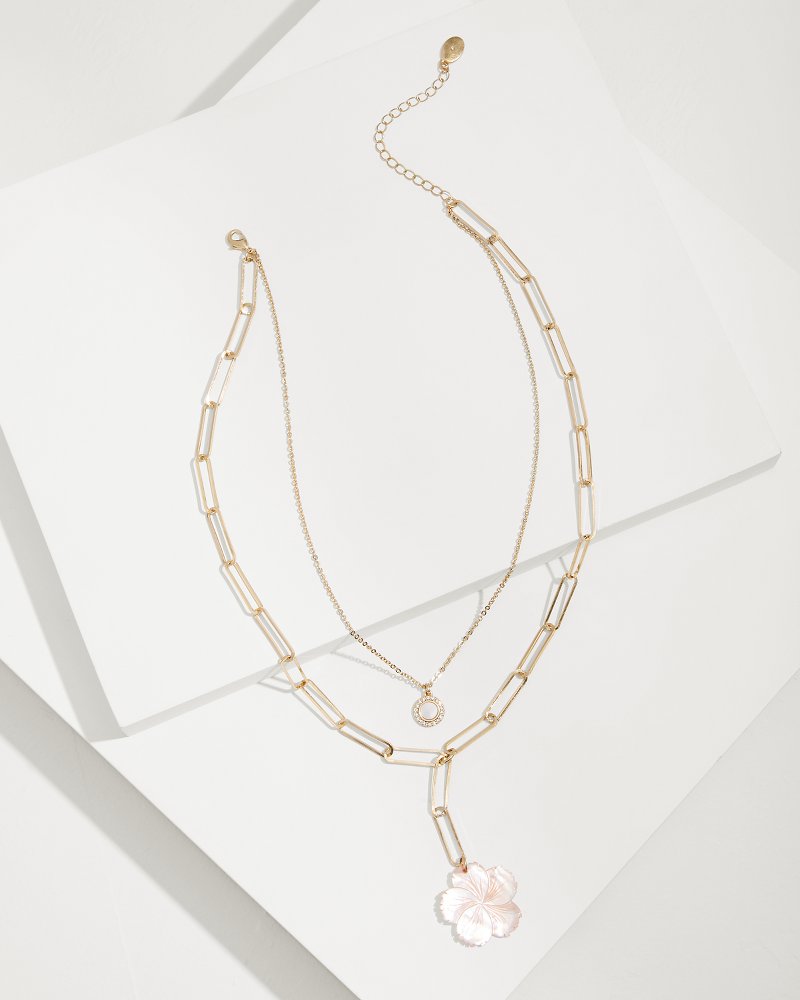 Tropical Blooms Hibiscus Charm Layered Necklace Pink | Tommy Bahama Latest - Tropical Blooms Hibiscus Charm Layered Necklace