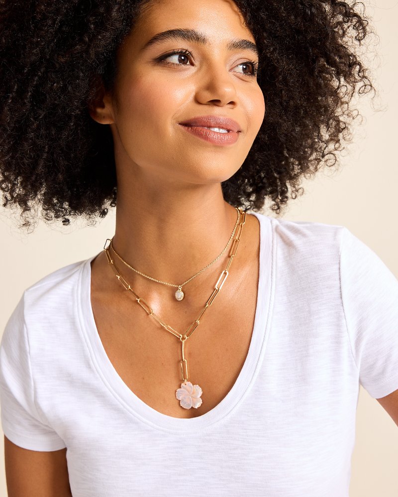 Tropical Blooms Hibiscus Charm Layered Necklace Pink | Tommy Bahama Latest - Tropical Blooms Hibiscus Charm Layered Necklace