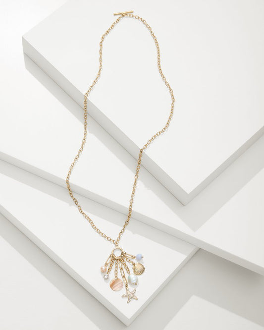 Sanibel Island Multi-Charm Necklace Gold | Tommy Bahama Everyday - Sanibel Island Multi-Charm Necklace
