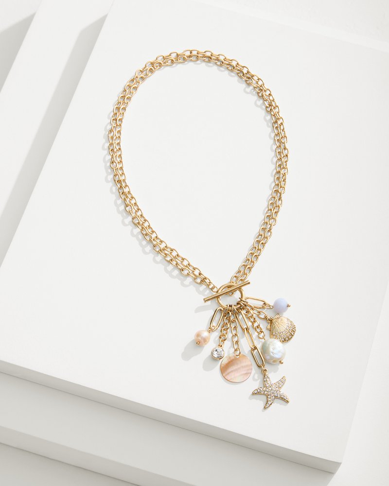 Sanibel Island Multi-Charm Necklace Gold | Tommy Bahama Everyday - Sanibel Island Multi-Charm Necklace