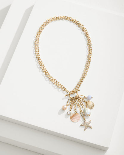 Sanibel Island Multi-Charm Necklace Gold | Tommy Bahama Everyday - Sanibel Island Multi-Charm Necklace