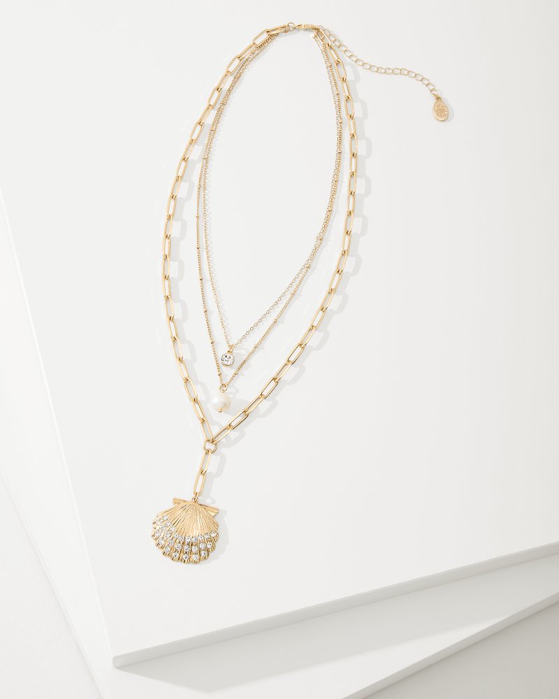 Sanibel Island Layered Shell Pendant Necklace Gold | Tommy Bahama Sale - Sanibel Island Layered Shell Pendant Necklace