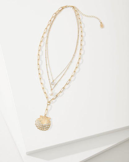 Sanibel Island Layered Shell Pendant Necklace Gold | Tommy Bahama Sale - Sanibel Island Layered Shell Pendant Necklace