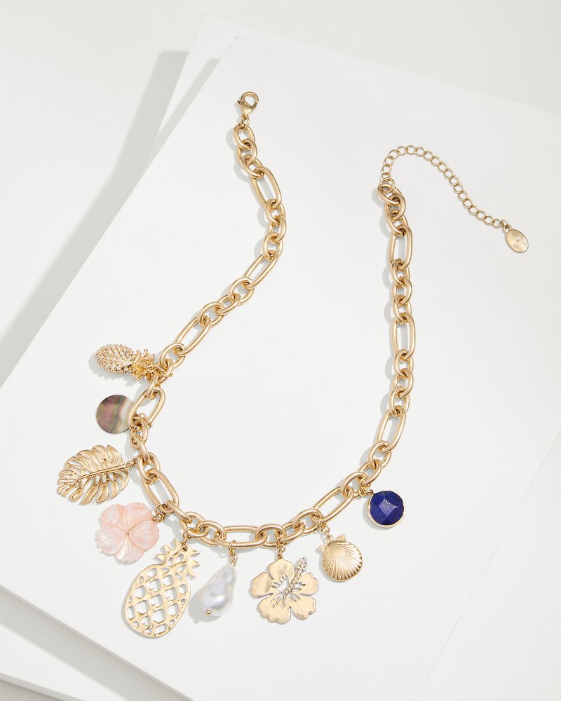 Tropical Blooms Statement Charm Necklace Gold | Tommy Bahama Popular - Tropical Blooms Statement Charm Necklace