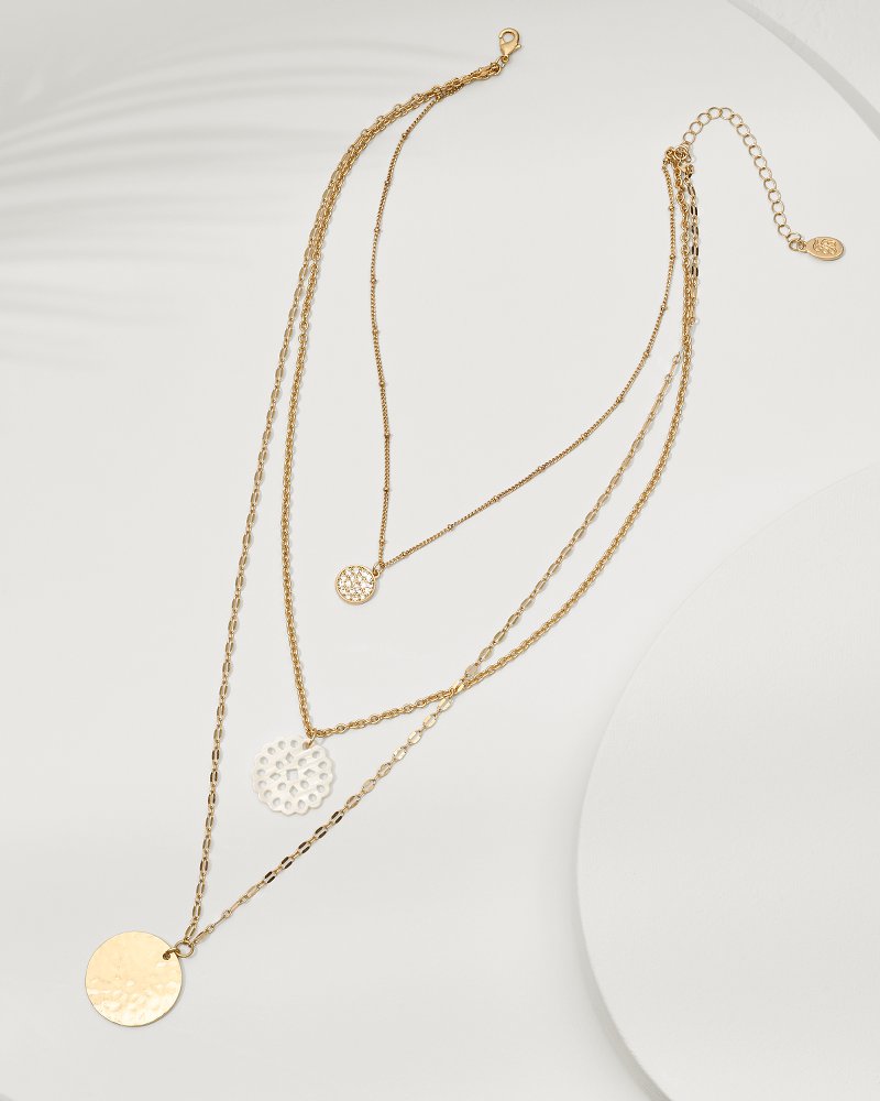 Madeira Mother of Pearl Flower Multi-Row Necklace Gold | Tommy Bahama Trusted - Madeira Mother of Pearl Flower Multi-Row Necklace