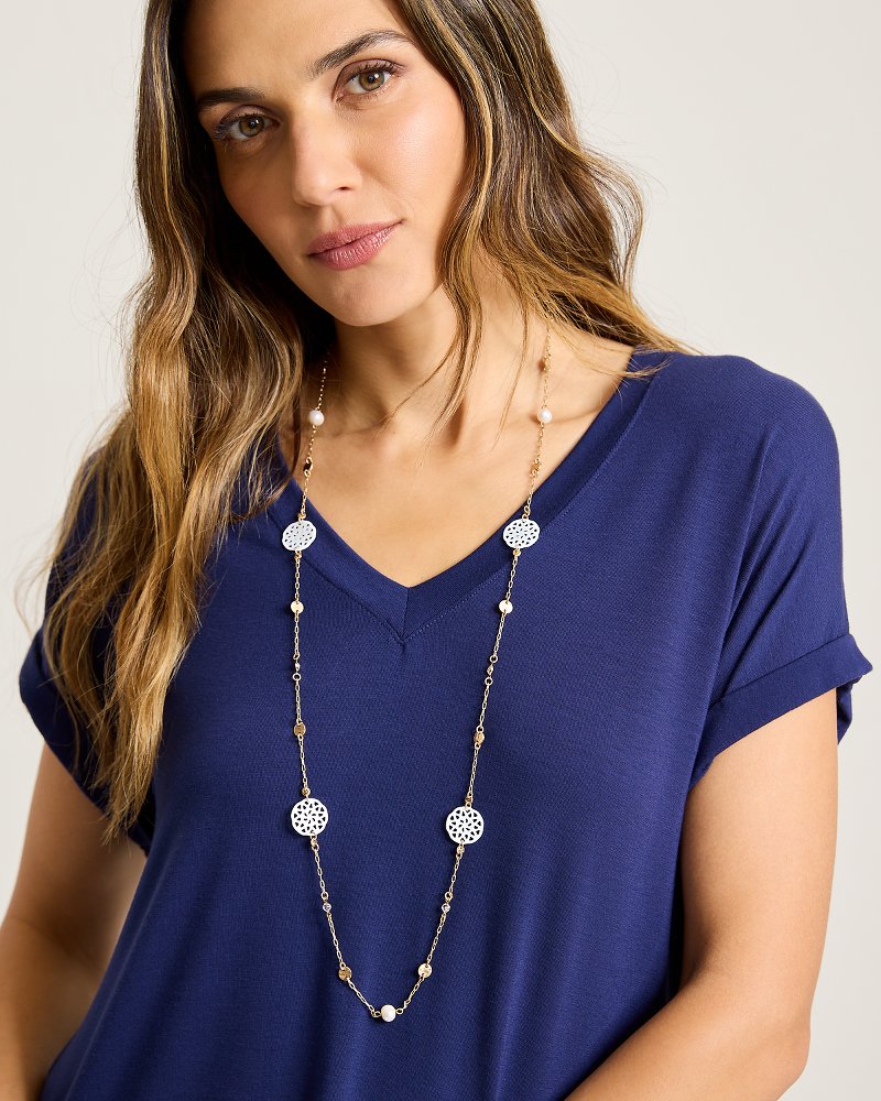Madeira Mother of Pearl Station Necklace Gold | Tommy Bahama Value - Madeira Mother of Pearl Station Necklace